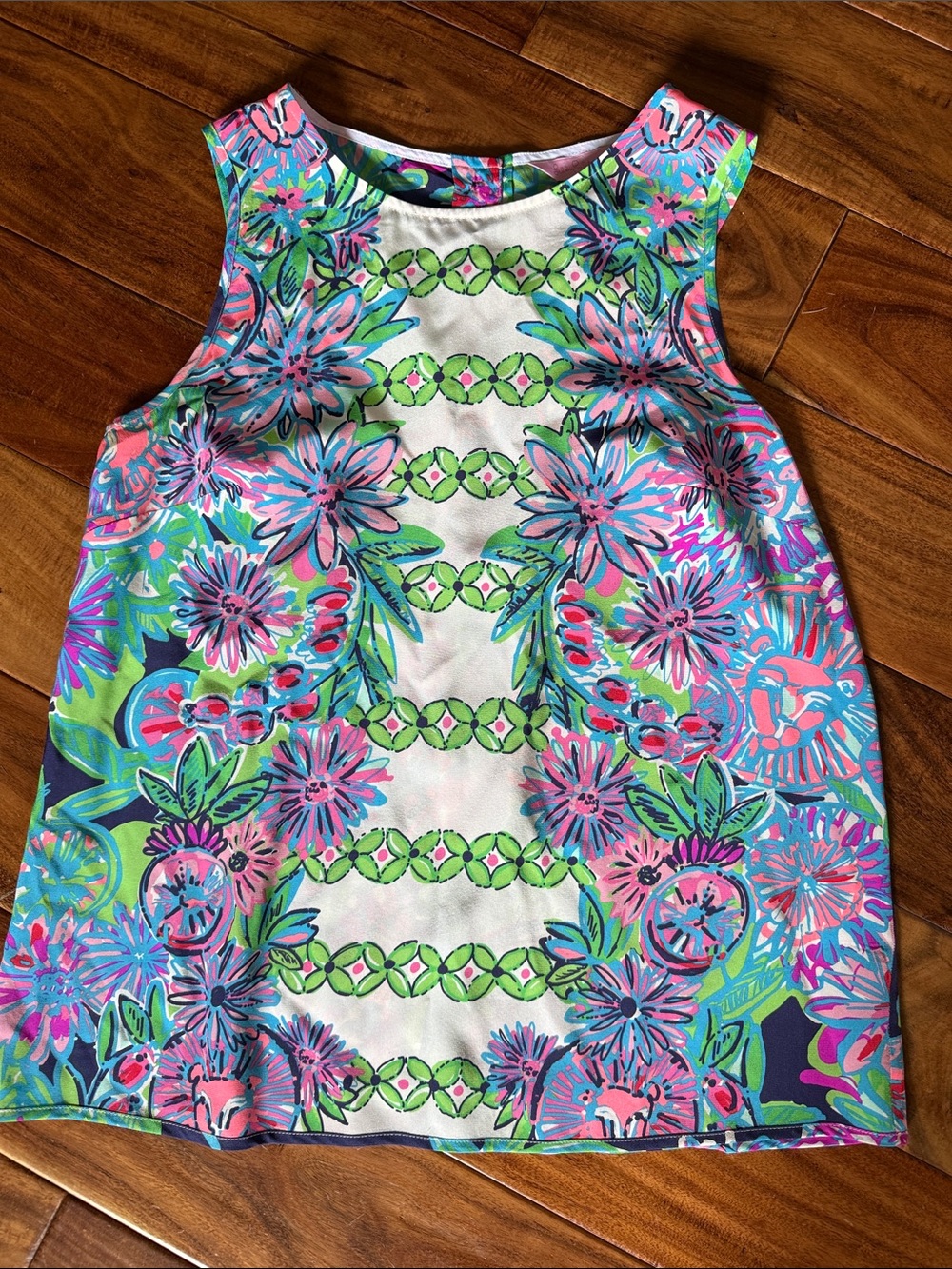 Lilly Pulitzer Floral Print Sleeveless Tank - Pink, Blue, Green, sz medium, VGUC